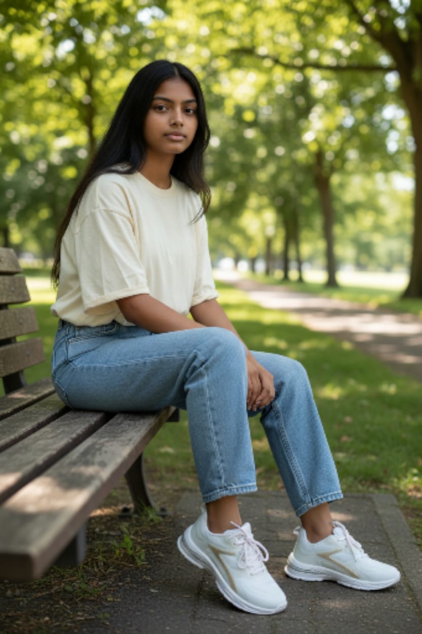 White sports shoes for women